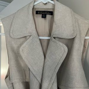 Khaki dress with no sleeves and tie around front